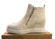 Journee Collection Pennelope High-Top Wedge Sneaker Ivory Size 9 New With Box