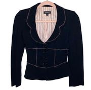 Bebe Black with Pink Trim Button Down Blazer