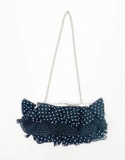 WHITE HOUSE BLACK MARKET Cocktail Purse Polka Dot Ruffle Formal Chain Holiday