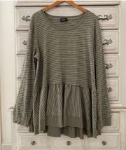 Boutique Olive Stripe Babydoll Sweater