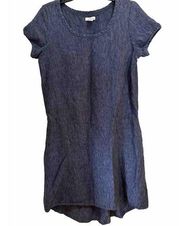 Garnet Hill Navy Blue Women Size 8 Linen Cap Sleeve Midi Dress