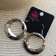 Reflective Faceted Hollow Hoop Earrings