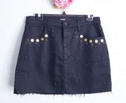 Hudson‎ Black Embellished Viper Mini Skirt