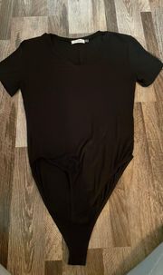 Black V Neck Body Suit 