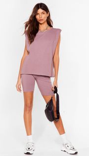 Nasty Gal Biker Shorts And Top Set In Mauve