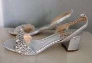 Badgley Mischka Ivanna Jeweled Silver Sandal 9.5