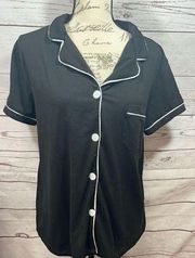 Tart Intimates size  large black with white trim Button down night shirt - 2645