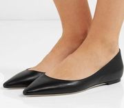 Jimmy Choo Black Leather Pointed Toe Flats