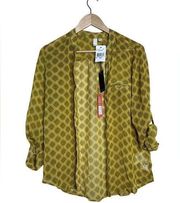 NWT cut from the kloth jasmine button down sunflower vinchy diamond size S