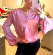 White House Black Market pink satin long sleeve blouse!