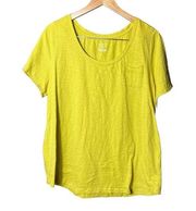 Womens Lane Bryant Size 18/20 Electric Lime Green T-Shirt Pocket