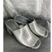 Jeffrey Campbell Petra Black Glitter Jelly Mules 8