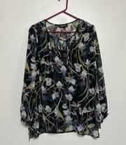 Context Lord & Taylor Black Floral Two Piece Top Size 2X