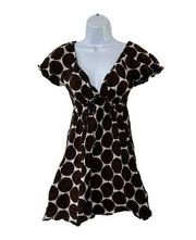 LA BLANCA By Rod Beattie Brown Polka Dot Cap Sleeve Swim Cover Up Dress Medium