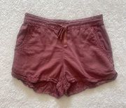 Rust Red Drawstring Pull On Shorts