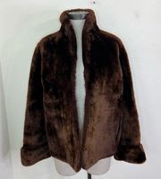 Vintage Brown Mouton Lamb Fur Coat Opera Length Shearling approx size Medium