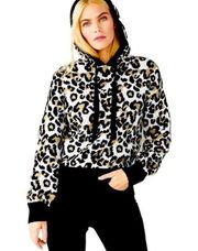 Nine West Petite Pullover Hoodie Leopard Print & Black Ladies Size Petite Large