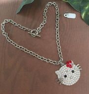 Vintage Hello Kitty Crystal Toggle Necklace