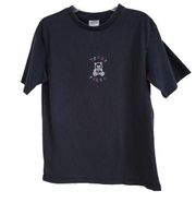 Teddy Fresh Cotton Embroidered Logo Tee Short Sleeve T-Shirt Black Size Medium