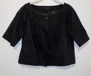 Theory Women’s Black Short Cropped Swing Jacket Blazer with Pockets Small