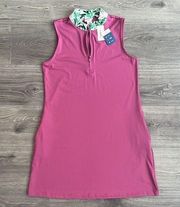 NWT Tommy Bahama Golf Sleeveless Mini Dress with Pockets Rose Pink Floral Medium