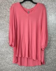 Melissa McCarthy Seven7 Women's Pink Plus Size Tunic Top - Size 3X - Pleated