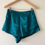 Green High Waisted Satin Pajama Shorts Size Medium