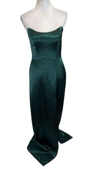 Jenny Yoo Nadia Dress Emerald Satin Back Crepe Strapless Long Gown Size 6 New