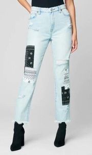 The Madison Late Night Out High Rise Crop Patchwork Jeans 28" NWT