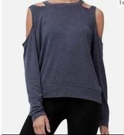 Good American cold shoulder charcoal sweater 0