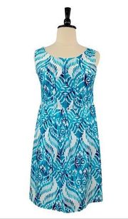 Alex Marie Dress A Line Sundress Scoop Neck Teal White Print Women's 16 Plus