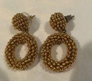 J crew gold beaded dangle pierced earrings.