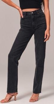 Abercrombie & Fitch Curve Love Ultra High Rise 90s Straight Jean Black Size 23