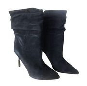 Guess Boots Women's 7.5 M Black Suede Backy Slouch Heeled Stiletto Boot Pull On