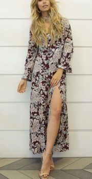 Choker Floral Retro Slit Maxi Dress