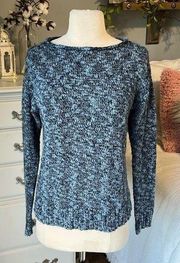 Chaps Sweater Blue Boat Neck Pullover Cotton Acrylic Comfy Lightweight