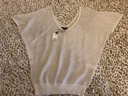 NWT  Short Sleeve Dolman Lightweight Sweater XS Silver Shimmer