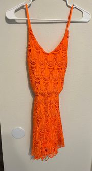 Orange Lace Romper -