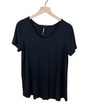 Agnes and Dora Classic Every Day Scoop Neck Short Sleeve T-Shirt Black Large