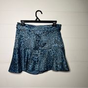 Blue leopard print mini skirt