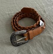 Brown Braided Leather Belt 