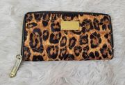 Betsey Johnson Wallet Animal Print Quilted Hearts Zip Cheetah Print