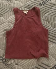 Large  Maroon Ribbed Cropped Tank