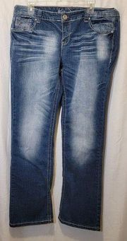 Ariya Jeans Size 16 Straight leg Mid Rise Embroidered Pockets