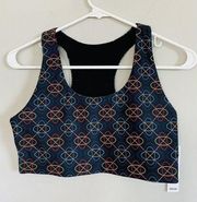 Terez Geometric Racerback Sports Bra M NWT Navy Blue Astro N4