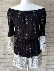 MUDD Black & White Off the Shoulder ROMPER Size S