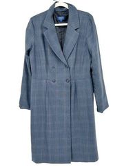 Pendleton Womens Vintage 100% Wool Plaid Double Breasted Trench Coat Size 14