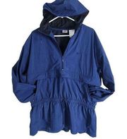 Nike  Vintage 90s Anorak Windbreaker Light Hooded Hiking Jacket 1/4 zip Navy Blue