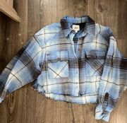 Urban Outfitters BDG Blue Cropped Flannel