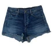 High Rise Blue Jean Shorts Button Fly 1” Inseam Size 26